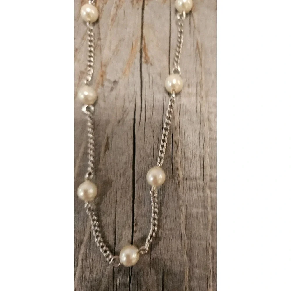 VINTAGE‎ CORO SILVER AND PEARL CHOKER NECKLACE - ELEGANT!